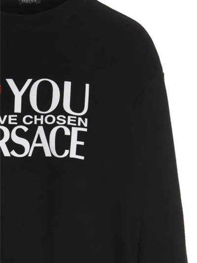 Shop Versace 'i Love You' Hoodie In Black