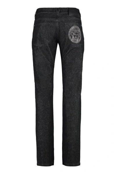 Shop Versace 5-pocket Slim Fit Jeans In Black