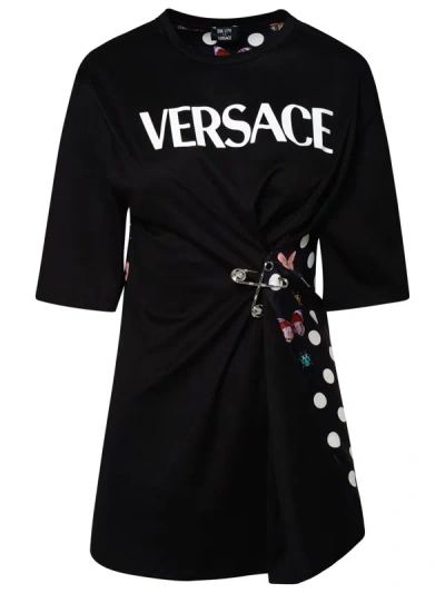 Shop Versace Black Cotton Blend T-shirt