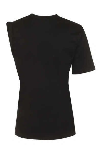 Shop Versace Printed Cotton T-shirt In Black