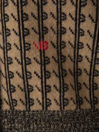 Shop Victoria Beckham Monogram Knit Cardigan In Beige And Black