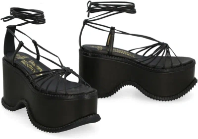 Shop Vivienne Westwood Leather Platform Sandals In Black