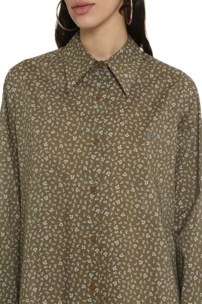 Shop Vivienne Westwood Printed Cotton Shirtdress In Green