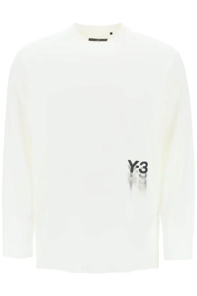 Shop Y-3 Long-sleeved T-shirt With Logo Print In White