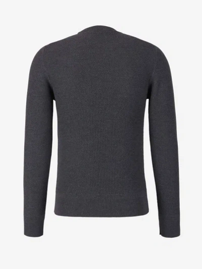 Shop Zanone Textured Knit Sweater In Charcoal Grey