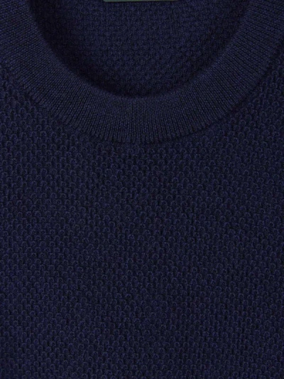 Shop Zanone Textured Knit Sweater In Navy