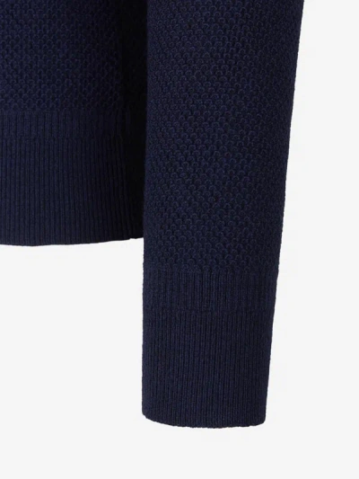 Shop Zanone Textured Knit Sweater In Navy