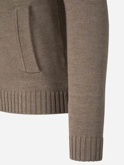 Shop Zanone Wool Knit Cardigan In Taupe