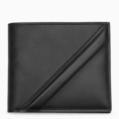 Shop Fendi Shadow Diagonal Bi Fold Black Leather Wallet