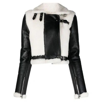 Shop Dancassab Leather Outerwears In Black/white