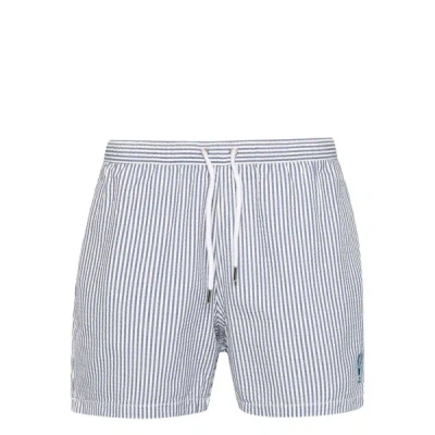 Shop Maison Labiche Shorts In White/blue