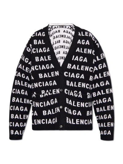 Shop Balenciaga Logo Cardigan Clothing In Black
