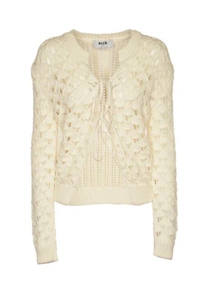 Shop Msgm Sweaters In Off-white