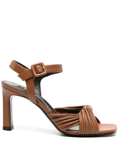 Shop Sergio Rossi Akida Braided Sandals Shoes In Brown