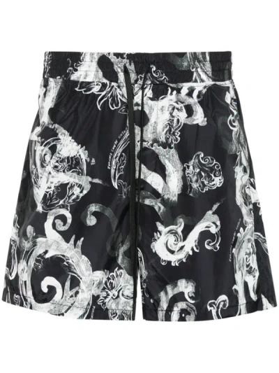 Shop Versace Jeans Couture Watercolor  Shorts Clothing In Black