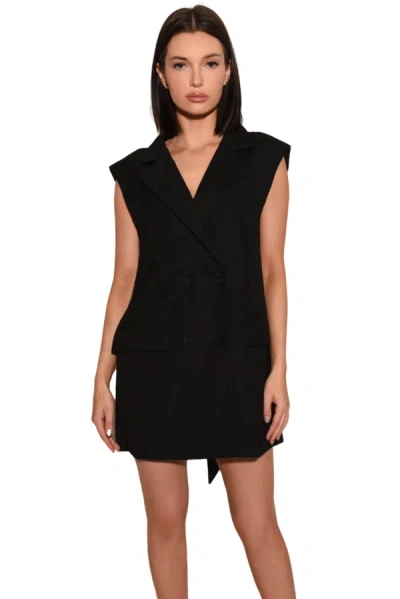 Shop Akalia Adriana Cruve Collar Black Sleeveless Blazer