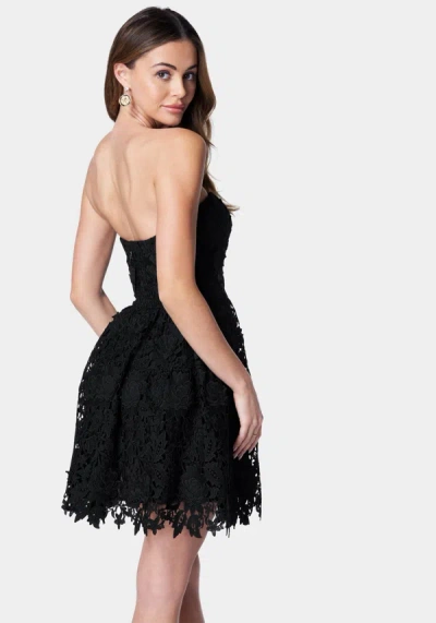Bebe Strapless Lace Cupcake Dress In Black