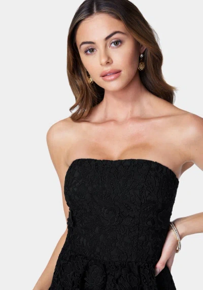 Bebe Strapless Lace Cupcake Dress In Black