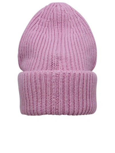 Shop Moncler Rose Wool Beanie In Pink