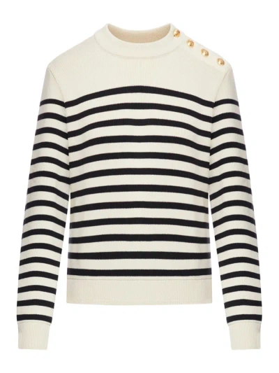 Shop Celine Striped Sweater In White