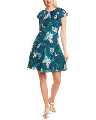 Shop Rebecca Taylor Hydrangea Silk-blend Mini Dress In Blue