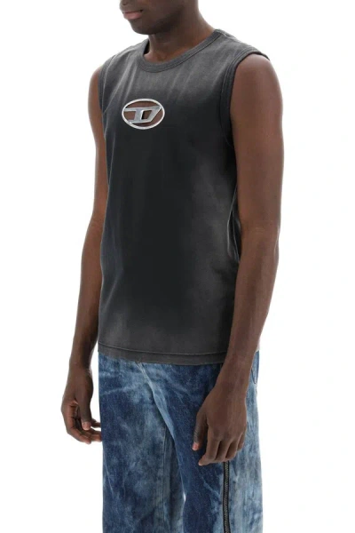 Shop Diesel Sleeveless Top With Oval D Logo In Black