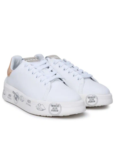 Shop Premiata 'belle' White Leather Sneakers