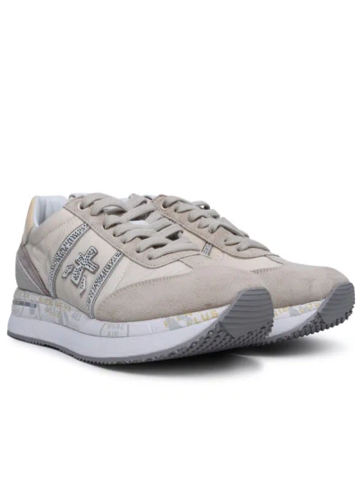 Shop Premiata 'conny' Beige Leather And Nylon Sneakers