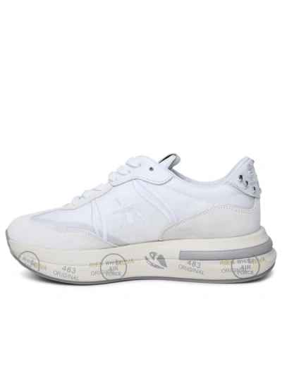 Shop Premiata 'cassie' White Leather And Nylon Sneakers