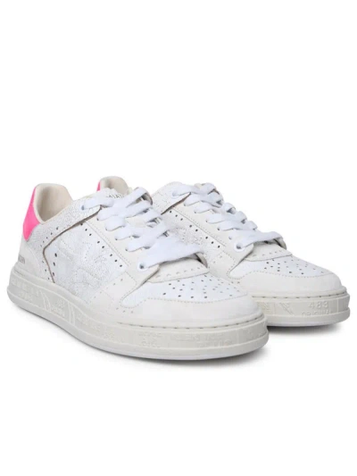 Shop Premiata 'quinnd' White Leather Sneakers