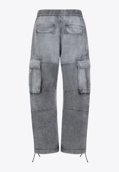 Shop Givenchy Arched Washed Cargo Jeans In Gray