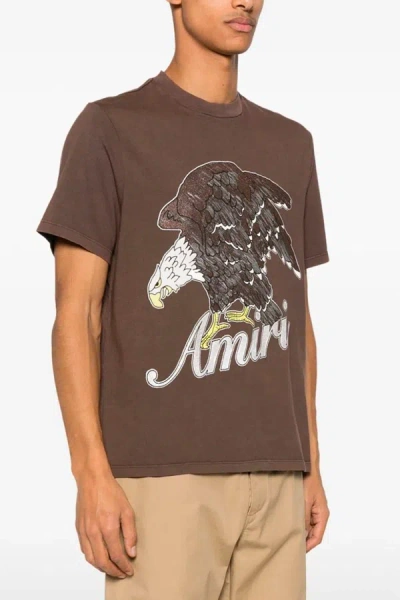 Shop Amiri Men ' Eagle' T-shirt In Brown