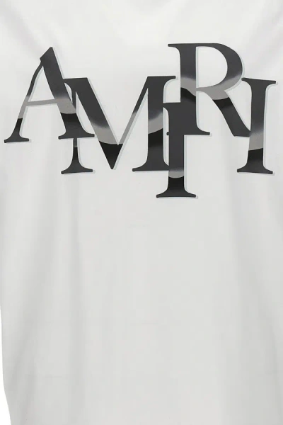 Shop Amiri Men 'staggered Chrome' T-shirt In White