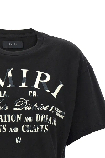 Shop Amiri Women 'distressed Arts District' Cropped T-shirt In Black