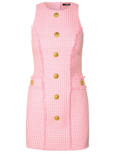 Shop Balmain Woman Pink Cotton Blend Dress