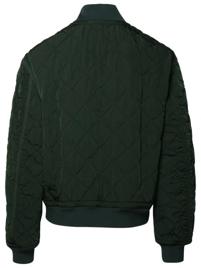 Shop Burberry Man  Bomber Jacket In Green Nylon