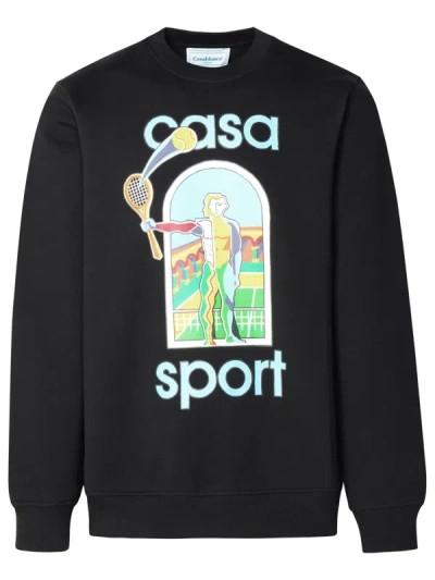 Shop Casablanca Man  Black Organic Cotton Sweatshirt