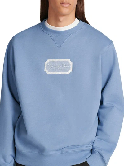 Shop Dior Christian  Men Sweatshirt With Embroidery In Blue