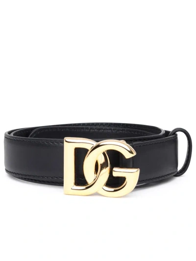 Shop Dolce & Gabbana Woman  Dg Black Leather Belt