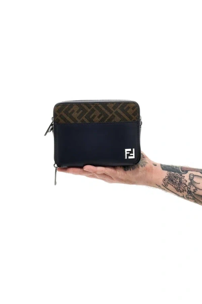 Shop Fendi Men 'camera Case Organizer Squared Ff' Crossbody Bag In Blue