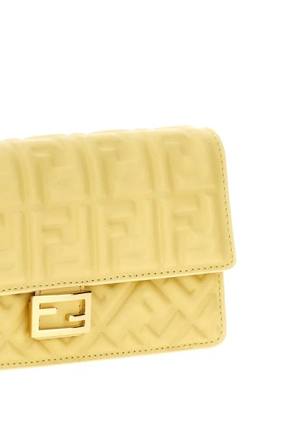 Shop Fendi Women 'baguette' Wallet On Chain In Yellow