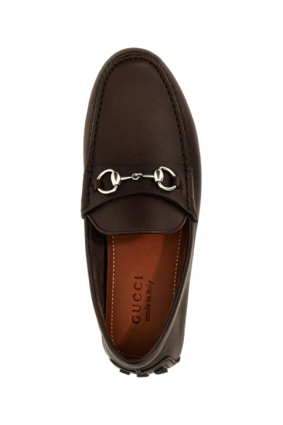 Shop Gucci Men 'morsetto' Loafers In Brown