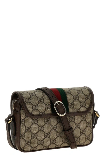 Shop Gucci Women 'ophidia Gg' Mini Shoulder Bag In Brown