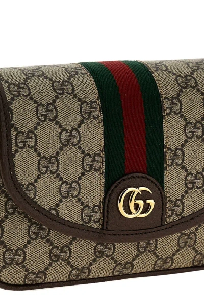 Shop Gucci Women 'ophidia Gg' Mini Shoulder Bag In Brown