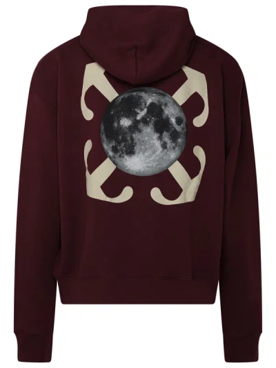 Shop Off-white Man Moon Arrow Sweatshirt In Burgundy Cotton In Multicolor