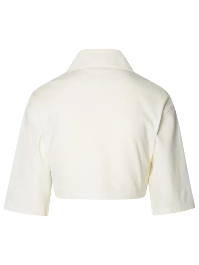Shop Palm Angels White Cotton Crop Polo Shirt Woman