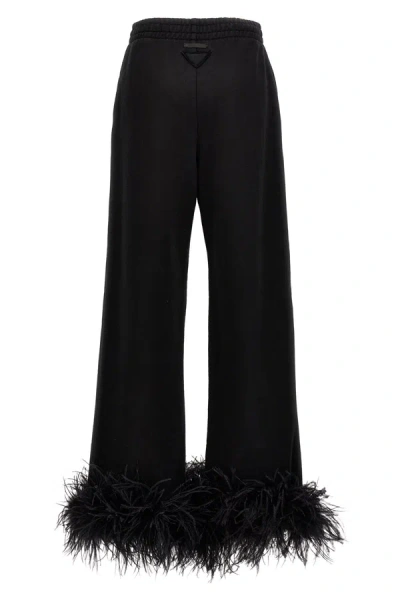 Shop Prada Women Feather Pants In Black