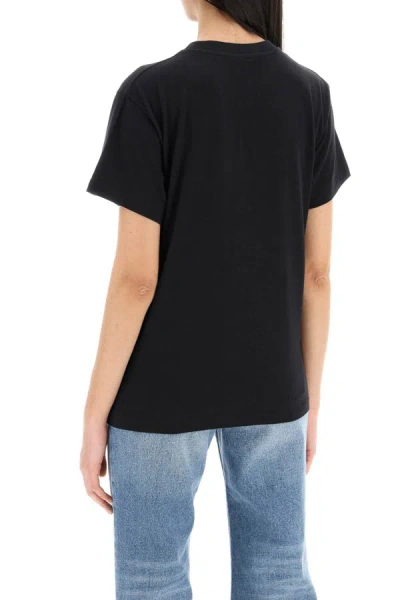 Shop Chloé Chloe' Contrast Embroidered Logo T-shirt With Contrasting In Black