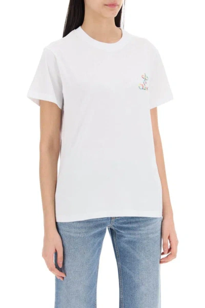 Shop Chloé Chloe' Multicolor Embroidered Logo T-shirt With In White