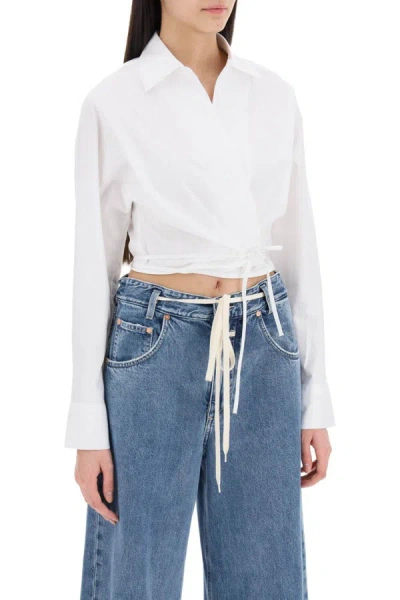 Shop Closed Crossed Cropped Shirt With In White
